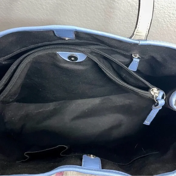 Coach Canvas Tote with Blue and Cream Center Stripe - Picture 3 of 3